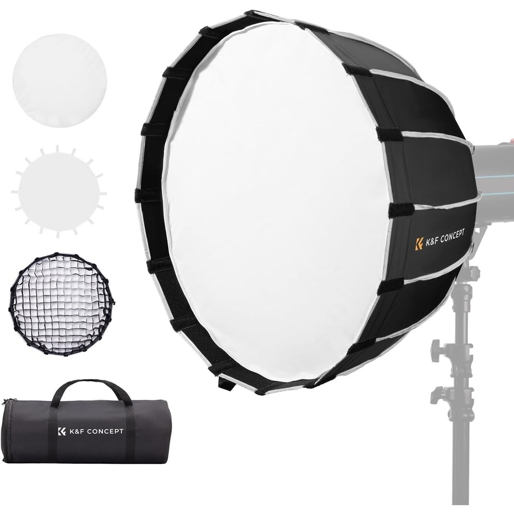 K&F Concept 90cm Parabolic Softbox for Bowens‎ Mount, Grid & Diffuser Included